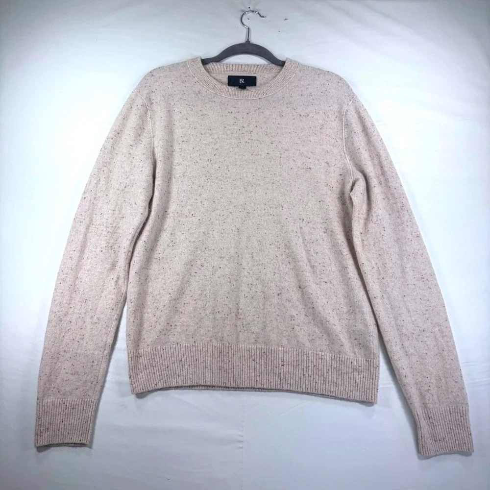 Banana Republic Mens 100% Cashmere Crewneck Sweater Oatmeal Fleck Size Medium